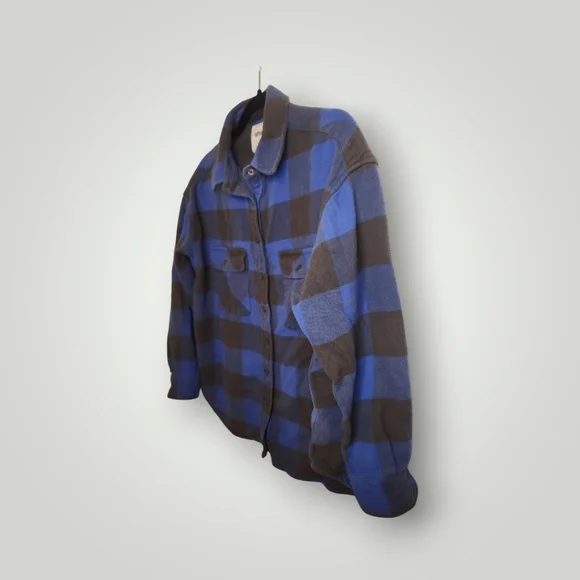 Aerie blue gray plaid flannel boyfriend jacket size Small - Picture 5 of 9